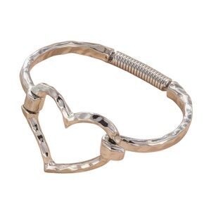SILVER TONE HOLLOW HEART BRACELET WITH SPRING